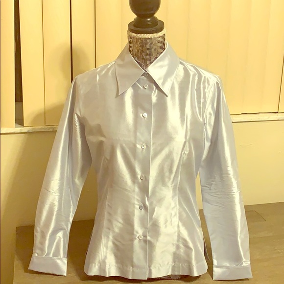 Tahari Tops - Tahari Glacier-Blue Silk Blouse